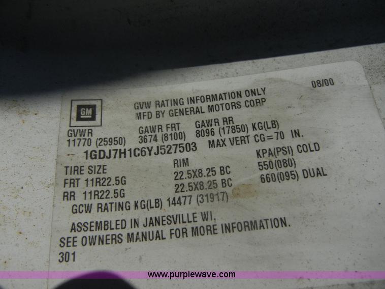 image for item D9797 2000 GMC C6500 box truck