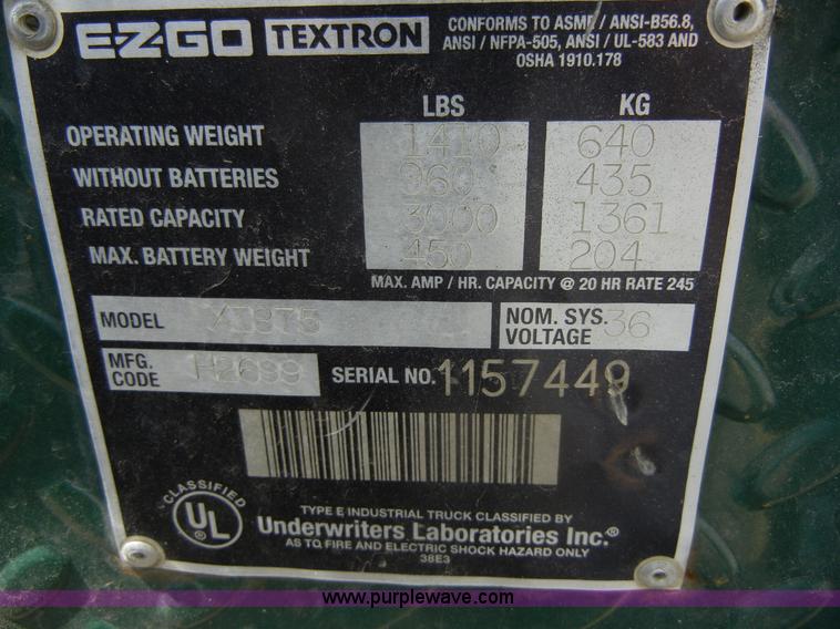 image for item F9251 Ez-go XI875 industrial electric cart