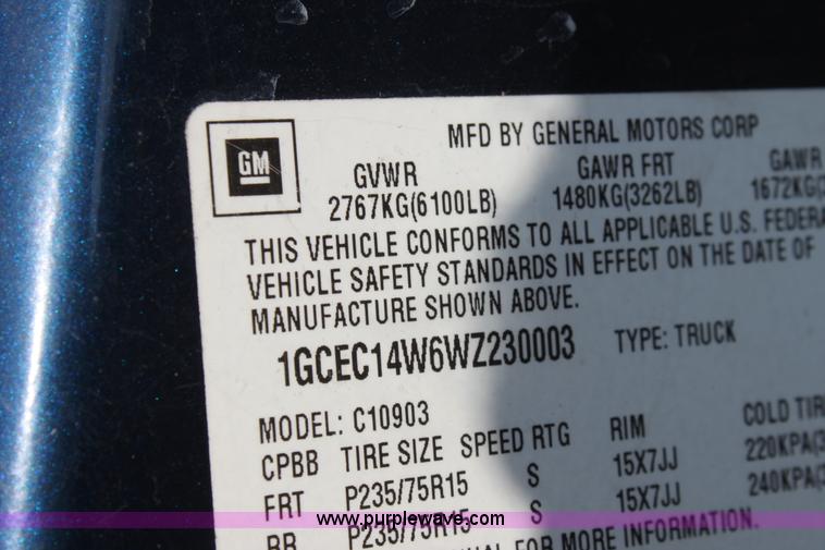 image for item A2763 1998 Chevrolet 1500 pickup truck