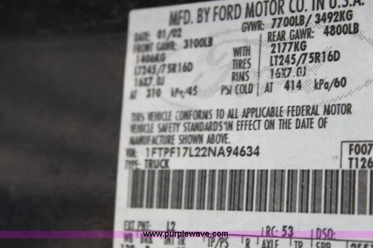 image for item A2766 2002 Ford F150 XL pickup truck