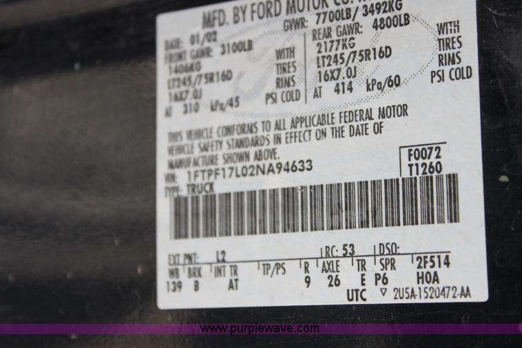 image for item A2770 2002 Ford F250 XLT pickup truck