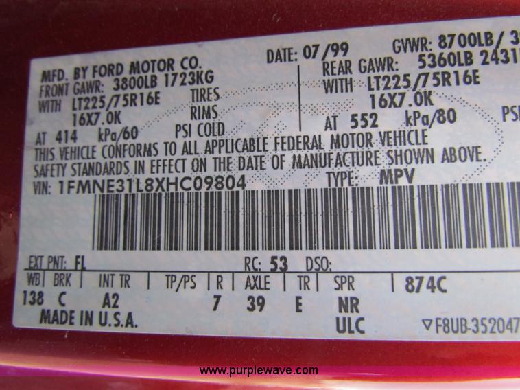 image for item A2793 1999 Ford E350 XL Super Duty van