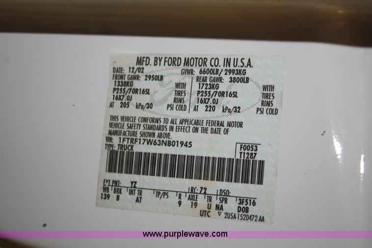 image for item A2273 2003 Ford F150 pickup truck