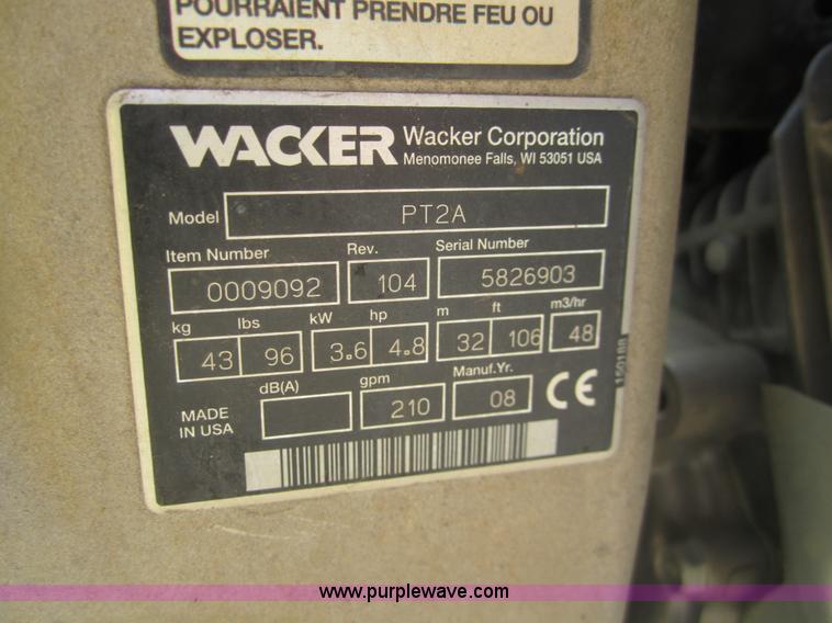 image for item C9833 Wacker PT2A centrifugal 2" trash pump