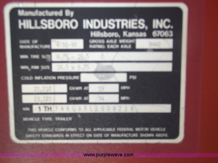 image for item B5011 1990 Hillsboro 32' goose neck trailer