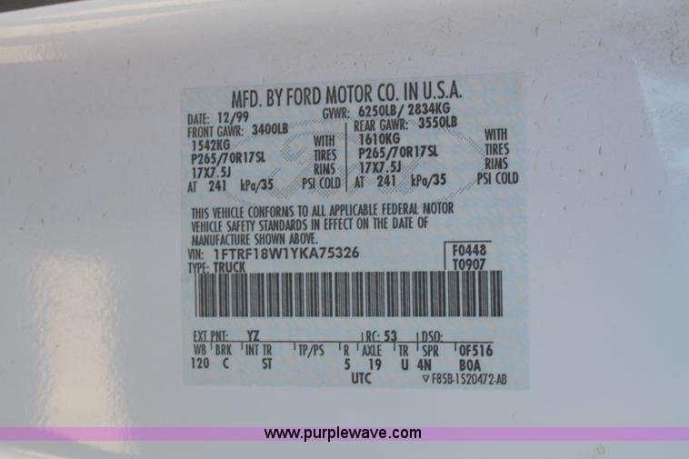 image for item A2334 2000 Ford F150 pickup truck