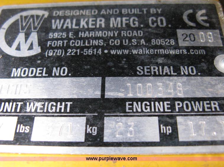 image for item A4336 2009 Walker ZTR high vac mower