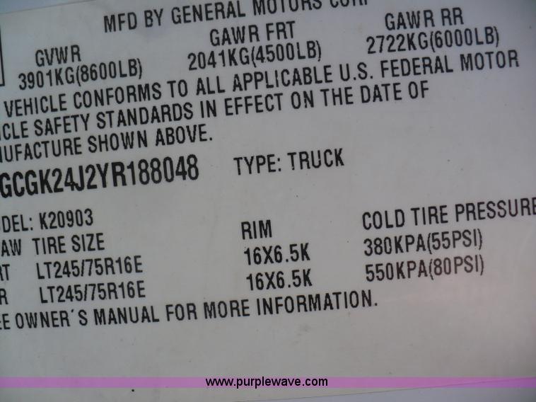 image for item A4859 2000 Chevrolet K2500 pickup truck