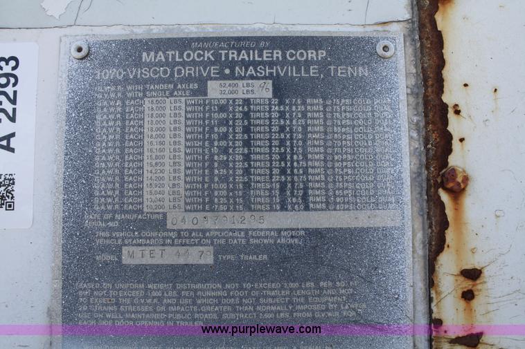 image for item A2293 1979 Matlock 43' dry van trailer