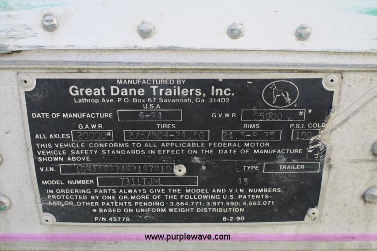 image for item A2299 1994 Great Dane 48' dry van trailer