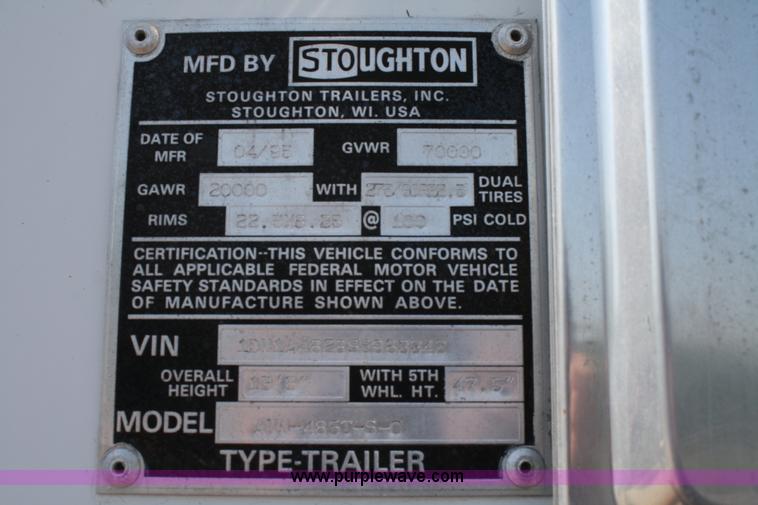 image for item A2300 1995 Stoughton 48' dry van trailer with interior shelving and lighting