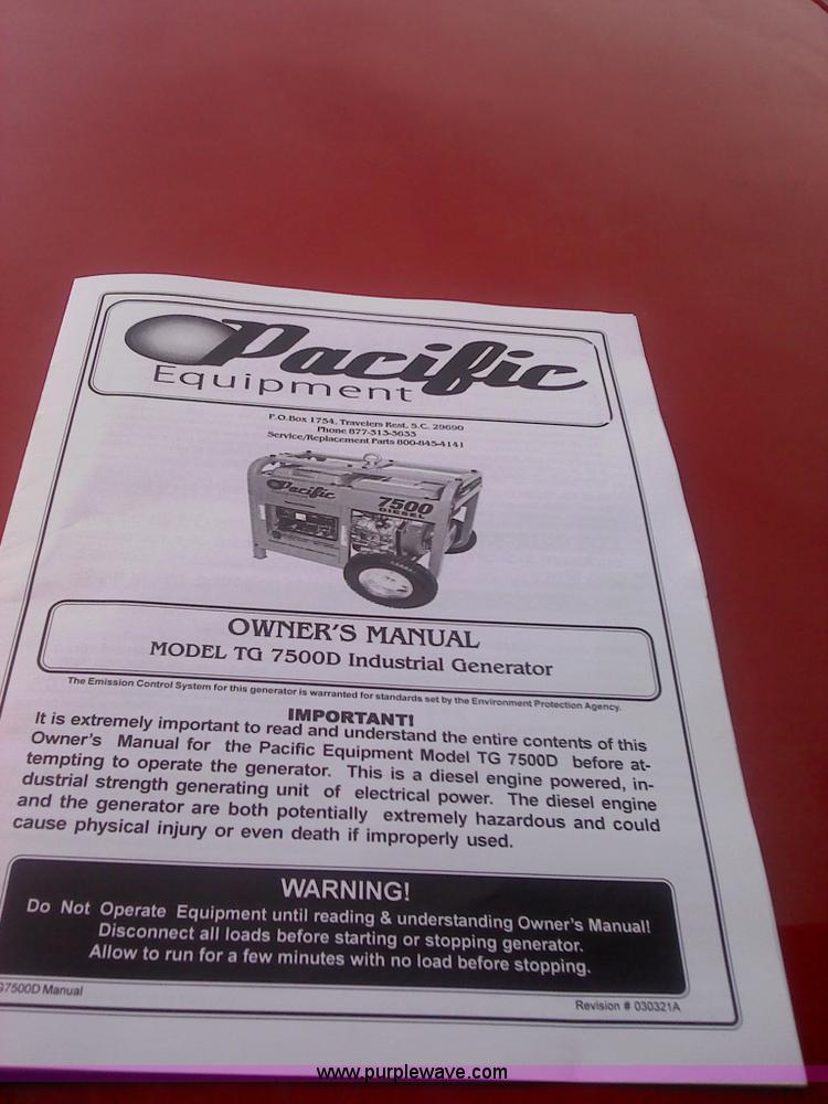 image for item A1321 Pacific 6,800 watt diesel generator