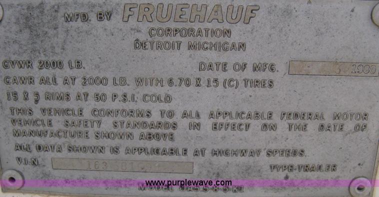 image for item A4372 1980 Fruehauf 8' cargo trailer