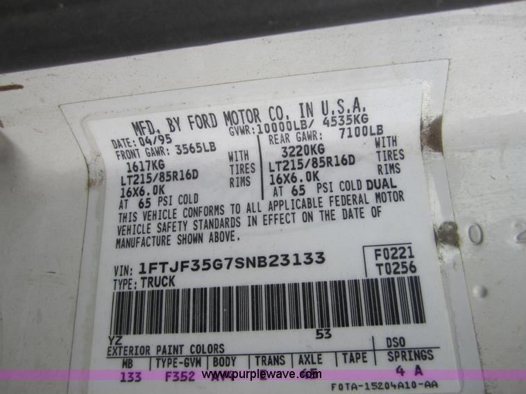 image for item C5009 1995 Ford F350 XL pickup truck