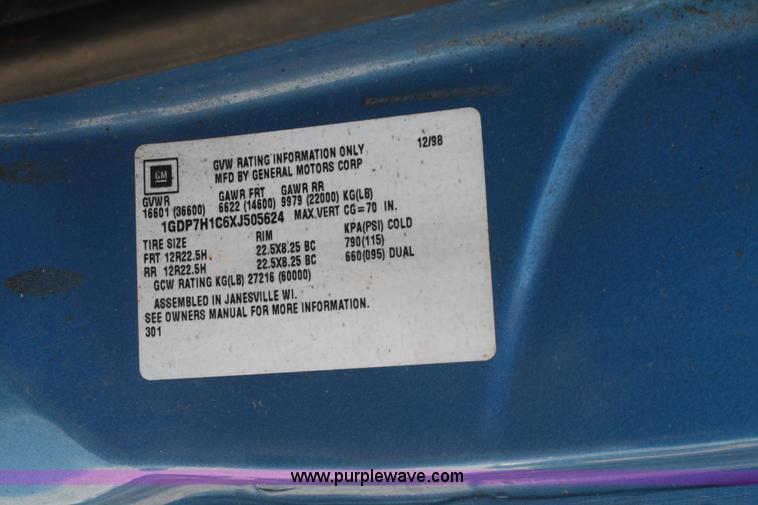 image for item A2315 1999 GMC C8500 dump truck