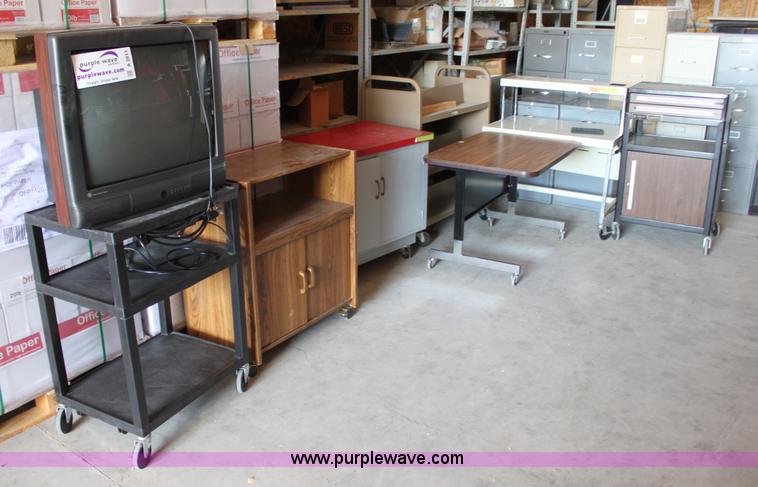 image for item A2811 (7) assorted rolling carts and cabinets