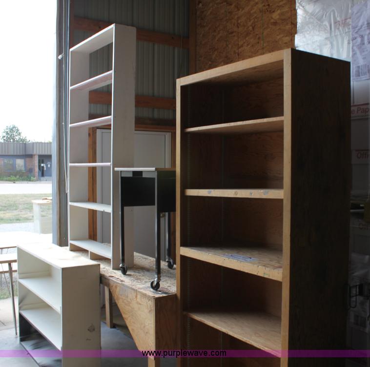 image for item A2812 Assorted wood shelving units and tables