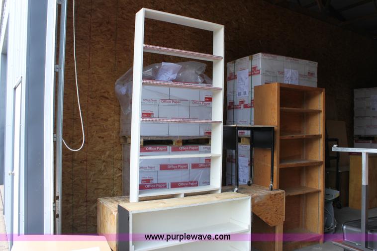 image for item A2812 Assorted wood shelving units and tables