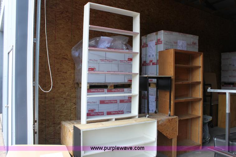 image for item A2812 Assorted wood shelving units and tables