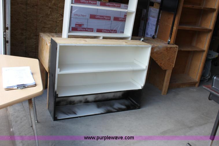 image for item A2812 Assorted wood shelving units and tables