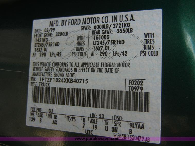 image for item A3099 1999 Ford F150 pickup truck