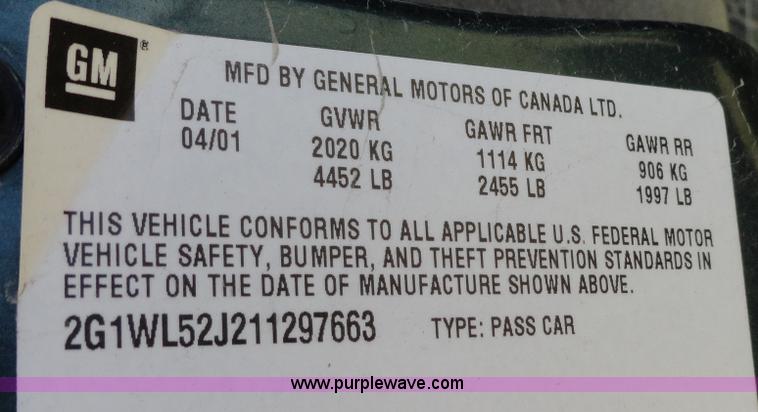 image for item A3169 2001 Chevrolet Lumina