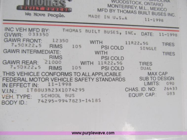 image for item A4918 1999 Thomas built school bus