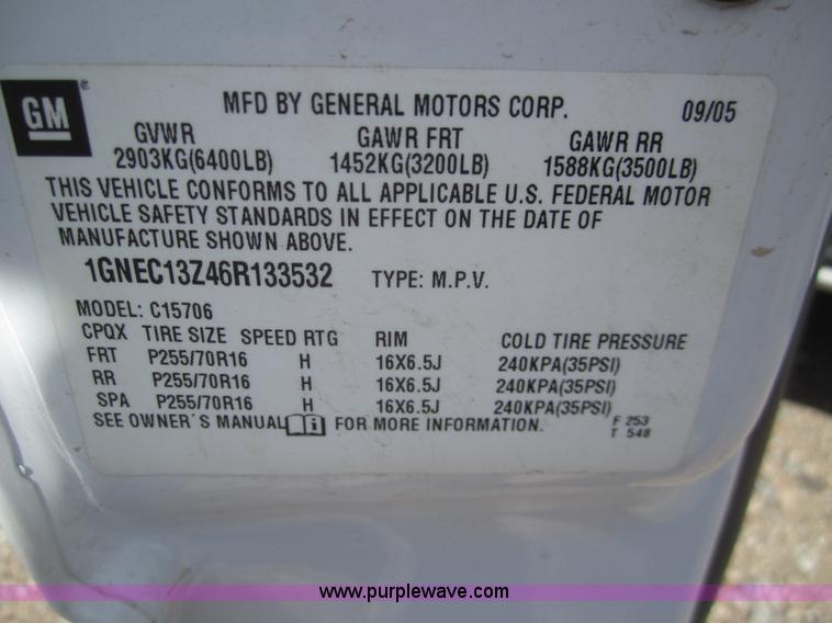 image for item B5501 2006 Chevrolet Tahoe SUV