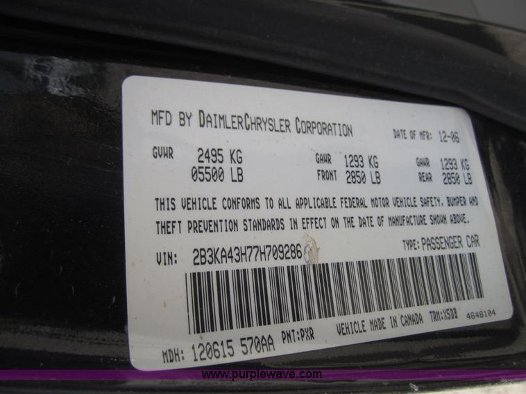 image for item B5502 2007 Dodge Charger Police