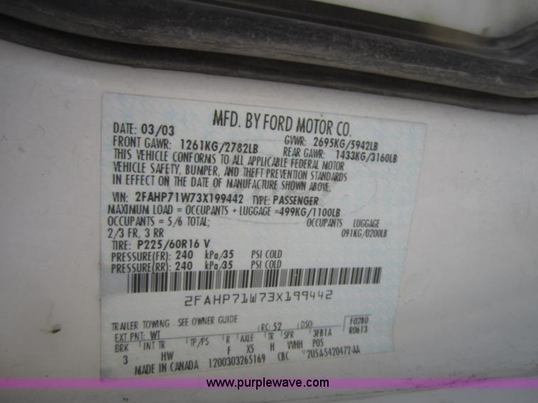 image for item C9852 2003 Ford Crown Victoria Police Interceptor