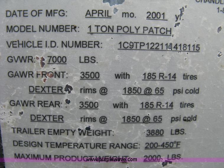 image for item A4362 2001 Crafco 1 Ton Poly Patch applicator