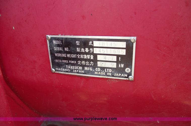 image for item C5551 2001 Takeuchi TB145 compact excavator