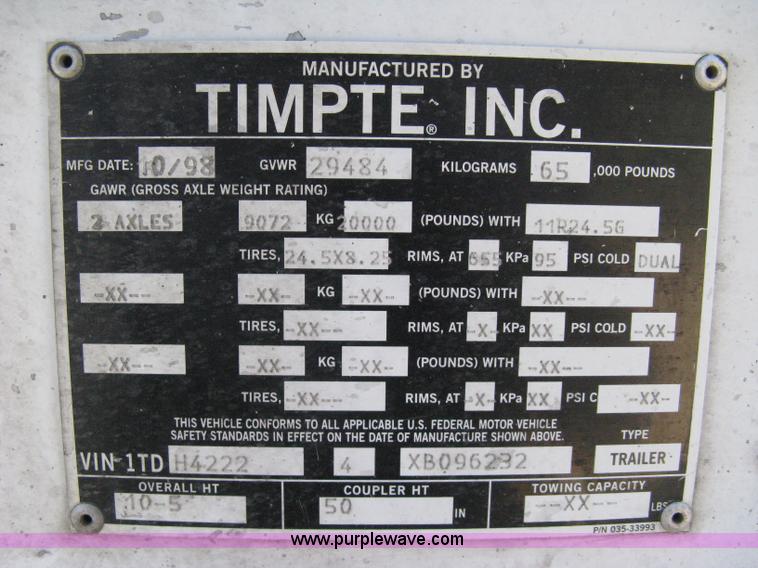 image for item A4370 1999 Timpte 42' super hopper grain trailer