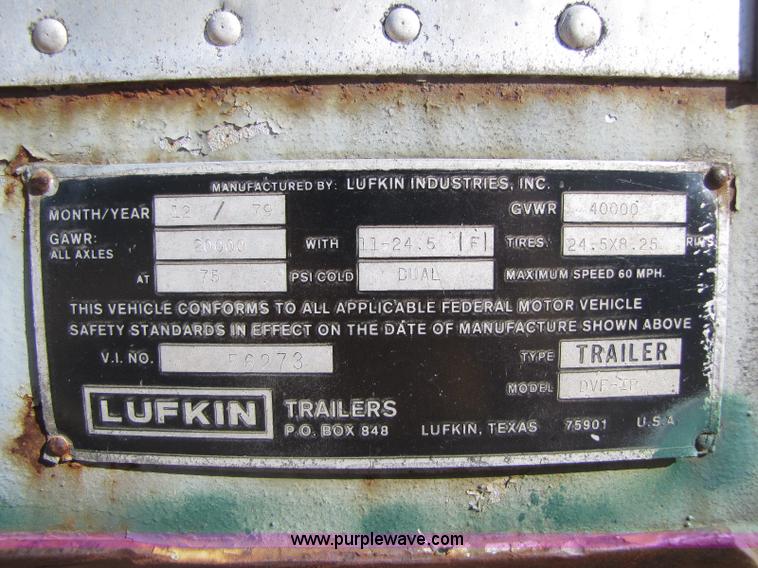 image for item A5042 1980 Lufkin 27' pup trailer