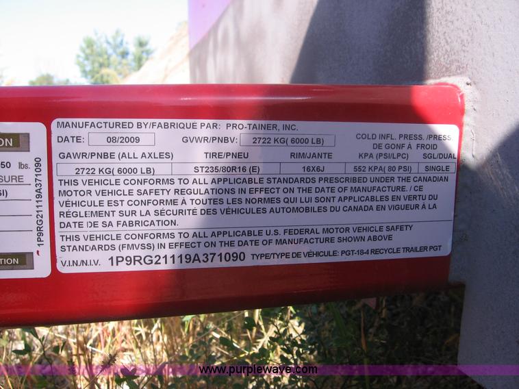 image for item A8004 2009 Pro-Tainer compartmentalized recycle trailer