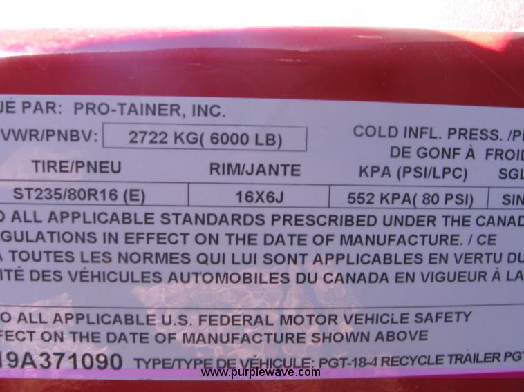 image for item A8004 2009 Pro-Tainer compartmentalized recycle trailer