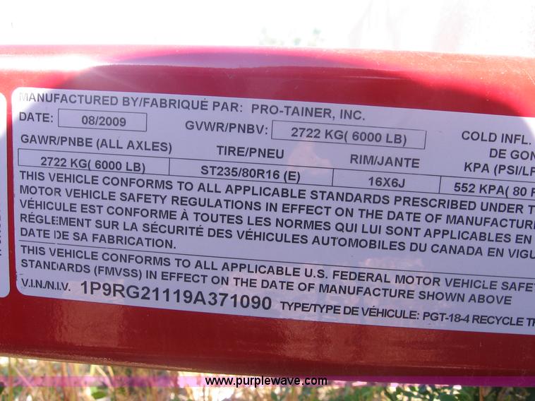 image for item A8004 2009 Pro-Tainer compartmentalized recycle trailer