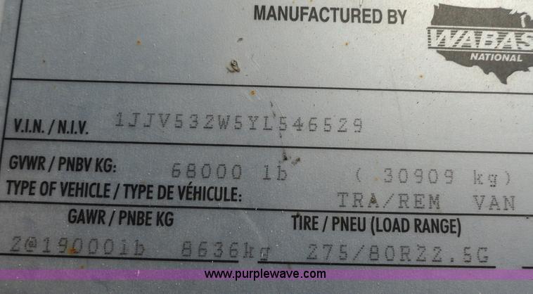 image for item C5042 2000 Wabash 53' dry van trailer