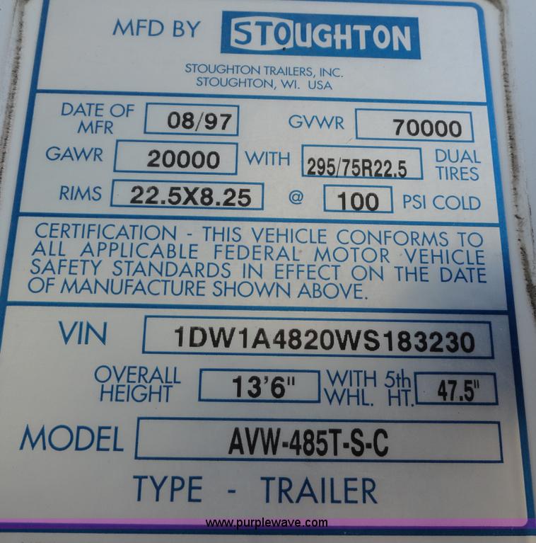 image for item C5046 1998 Stoughton 48' dry van trailer