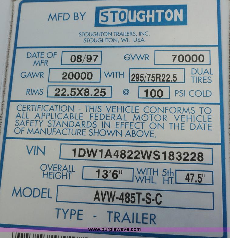 image for item C5047 1998 Stoughton 48' dry van trailer