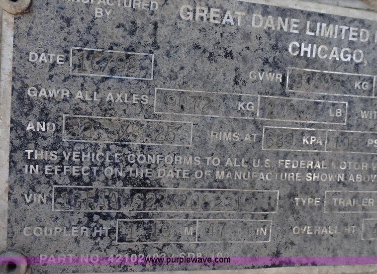 image for item C5050 1999 Great Dane 53' dry van trailer