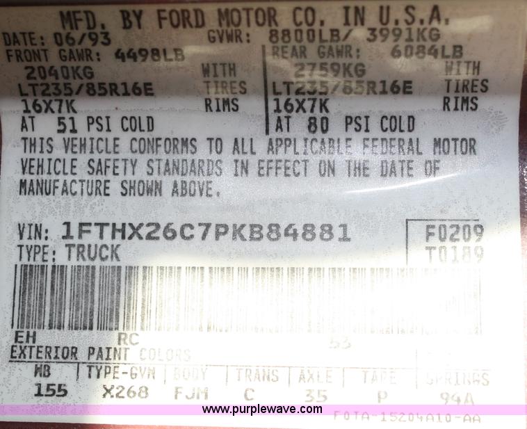 image for item A2457 1993 Ford F250 XLT supercab pickup truck