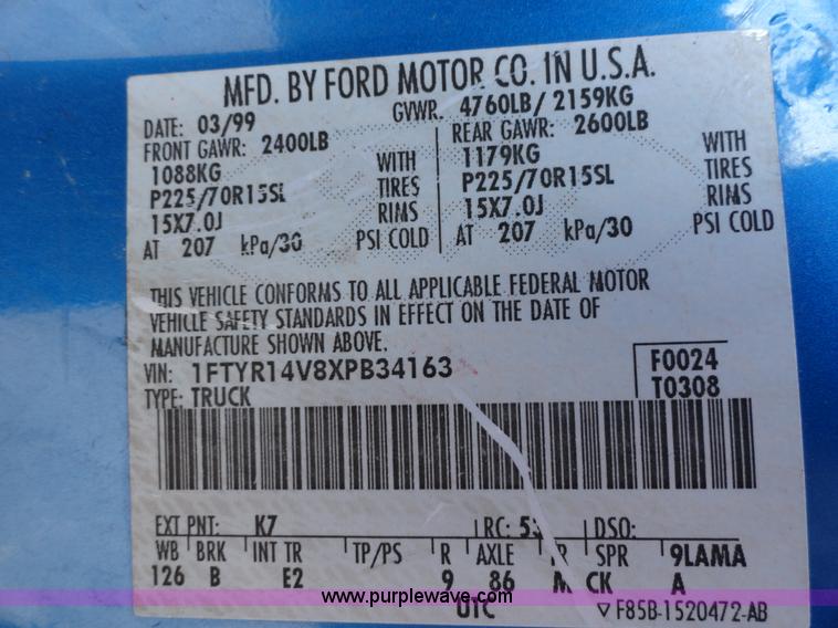 image for item A3100 1999 Ford Ranger XLT supercab pickup truck