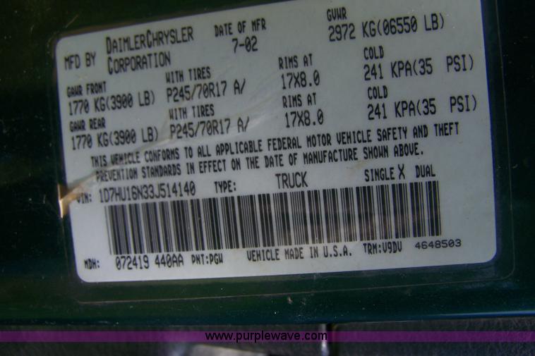 image for item D8503 2003 Dodge Ram 1500 pickup truck