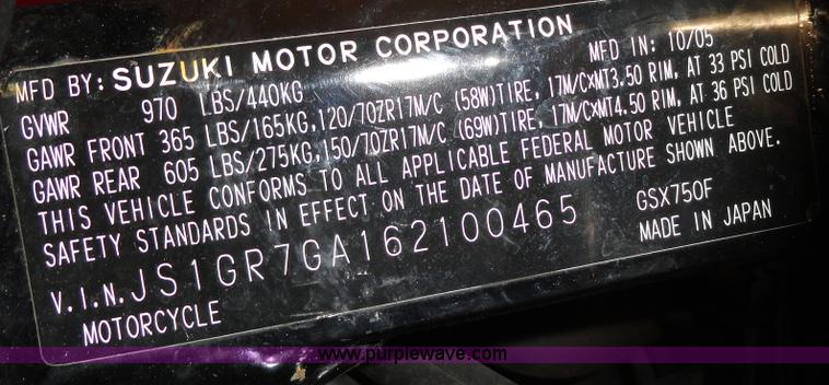 image for item F9417 2006 Suzuki Katana 750 motorcycle