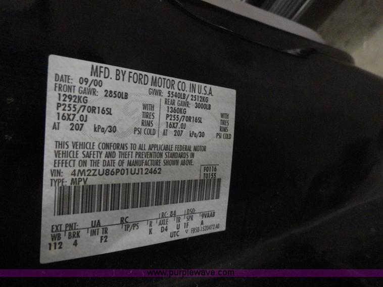 image for item A3193 2001 Mercury Mountaineer SUV