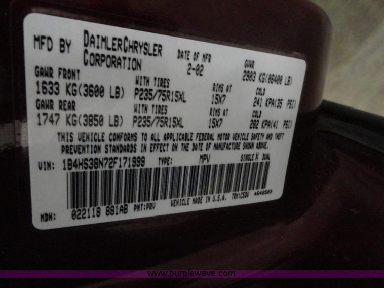 image for item A3199 2002 Dodge Durango SXT SUV