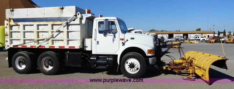 image for item A2413 1995 International 4900 tandem axle dump truck with plow and spreader