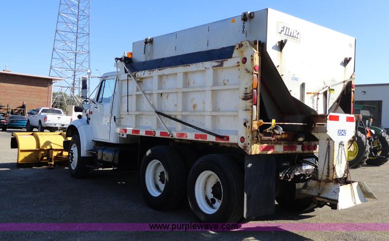 image for item A2413 1995 International 4900 tandem axle dump truck with plow and spreader