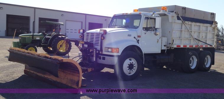 image for item A2413 1995 International 4900 tandem axle dump truck with plow and spreader